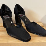 Mootsies Tootsies  Halle Satin/Fabric Black‎ Y2K Square Toe Heels Size 7.5 Photo 0