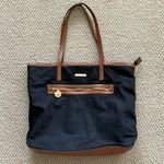 Michael Kors Shoulder Bag Tote Nylon Saffiano Leather Black Brown Handbag GUC Photo 0