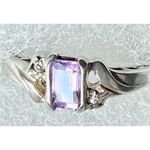 Avon Sterling Silver and Amethyst Ring with two white stones Sz 7 Photo 7
