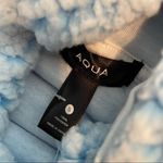 AQUA Women's Baby Blue Sherpa Drawstring Hooded Pullover Sweatshirt sz S Photo 3