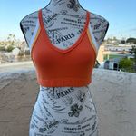 Gigo Active Brazil halter sports bra in orange white and yellow size S small NWT Photo 1
