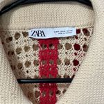 ZARA Bloggers Favorite Cream Red button down open crochet sweater short set M/L Photo 4