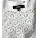 XOXO Women's White Chiffon Embroidered Lace Sheer Top Blouse Size Medium Photo 6