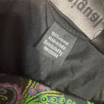 Desigual  Midi Skirt Black Knit Colorful Art to Wear lime green satin belt sz M Photo 5