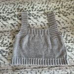 Kendall + Kylie  Gray Cable Knit Sweater Tank Photo 2