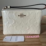 Coach Corner Zip Wristlet In Patent Leather Signature Photo 0