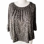 MICHAEL KORS Cheetah Leopard Gray Black Stretchy Pullover Top ~ Women's LARGE Photo 1