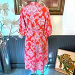 52Seven Colorful Paisley Balloon Sleeve Cotton Blend Midi Shirt Dress ~ Sz 8 💛🍄 Red Photo 3