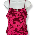 Biatta Tank Top Camisole Leaf Print Jewel Neckline Size Small 5 Pink Cami‎ Women Photo 0