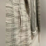 Elle  Cream Black Gray Cotton Tweed Lightweight Unlined Open Front Blazer Size S Photo 4