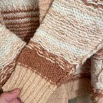Free People  Cozy Cabin Chunky Knit Boho Ivory Peach Cardigan Sweater Oversized X Photo 3