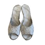 SHERIDAN MIA White Silver Woven Leather Sandals Heels Size 39 Photo 4