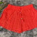 Red Lace Women's Shorts 90 % cotton 10%nylon Size L Photo 0