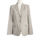Elie Tahari  Allegra Micro-Plaid One Button Jacket Blazer Gray Size 12 NWT Photo 3