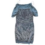 Jessica Simpson  Grey Crepe Asymmetrical Flutter Sleeves Dress‎ MEDIUM $128 NWT Photo 4