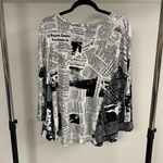 Ic by Conniek Black & White Trapeze Newspaper Blouse Size S Photo 4