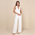 Lulus LULU’S Thinking Out Loud White Backless Jumpsuit Photo 4