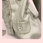 Bebe Vintage 90s-Y2K white ice ice baby leather crop fitted whipstitch jacket Photo 4