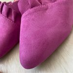 Serra Faux Suede Fuchsia Pointed Toe Ruffle Slip On Mules Photo 8