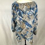 Style & Co blue and tan abstract print studded double layer top size large Photo 5