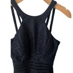 City Studio Womens Navy Floral Sleeveless Midi Dress Back Zip Size 3 Above Knee Photo 2