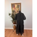 H & M Women Dress Oversized Black Boxy Loose Tiers Pleated Short Sleeve Lined Size M Photo 4