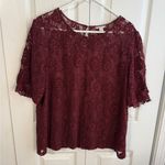 EST 1946 maroon floral lace short sleeve blouse size XL Red Photo 0