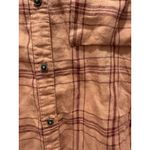 Free People Women’s  No Limits Plaid Linen Shirt Button Down Peach Long Sleeve XS Photo 3