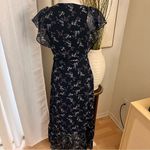 Drew ANTHROPOLOGIE  Navy Floral High Low Wrap Dress‎ Size XS Photo 5
