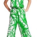 Lilly Pulitzer Palm Boom Boom Jumpsuit green white palm leaf high waist small Photo 0