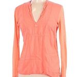 Splendid Coral Orange V Neck Long Sleeve Blouse Womens XS Long Sleeve Casual Photo 0
