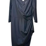 Alex Evenings Black Ruched Draped 3/4 Sleeve Sheath Cocktail Dress Plus Size 20W Photo 0