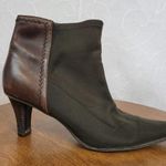 J.O.A. Circa David Ankle Womens Boots 9.5 Brown Leather Black Fabric Kitten Heels Photo 0