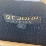 St. John Black Open Front Knit Long Sleeve Cardigan Sweater L Photo 4