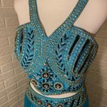 Shail K Ornately Beaded 2 Piece Mermaid Formal Prom Dress Gown, Turquoise, sz 10 Photo 4