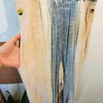 Free People  Cream Blue Wide Leg Woven Thick Cotton Jumpsuit Photo 4