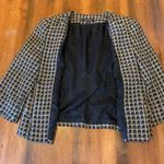 Evan Picone Evan-Picone Blazer 12 Black Gold White Tweed Lined Pockets Jacket Photo 4