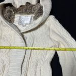 American Eagle Vtg Y2k  Cream Cableknit Hooded Sherpa Lined Zip Up Jacket Size M Photo 4