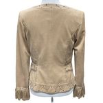 Cache Vintage Women's Faux Suede Fringed Jacket Tan Size L Basic Outerwear Boho Photo 4