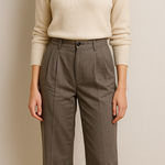 Madewell Pleated Wide Leg Pants Taupe Green Size 00 Career Academia Quiet Luxury Photo 0