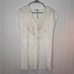 ZARA  Womens White Sleeveless Dress Gold Shimmer Designs Size S Small Photo 1