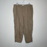 Eileen Fisher Brown 100% Linen Zipper Detail Cropped Pants Size Large Photo 1