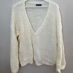SheIn Cardigan Sweater Knit Buttons White Loose Fitting Neutral Casual Trendy Photo 0