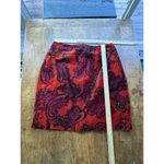 Talbots Pencil Skirt Paisley Velvet Red Burnt Orange Zip Back Women’s Sz 14WP G2 Photo 7