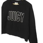Juicy Couture French Terry Crew Neck Crop Sweatshirt Crown Womens Black L Photo 2