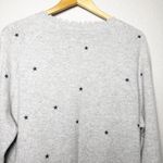 AQUA Cashmere Womens LG Embroidered Star Sweater Gray Distressed Hem Celestial Photo 4