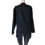 NWOT Asymptomatic Lightweight Shoulder Pad Tunic Top / Jacket Satin Floral Trim Black Size XL Photo 3