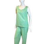 Vintage 1970s Geometric Knit Flare Leg Pants Medium Green Photo 6