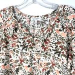 Jessica Simpson  V-Neck Floral Blouse Long Sleeve Cream Brown Small Photo 2