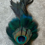 Vintage Peacock Feather & Rhinestone Women’s Hair Clip 5” NWOT Western Green Photo 0